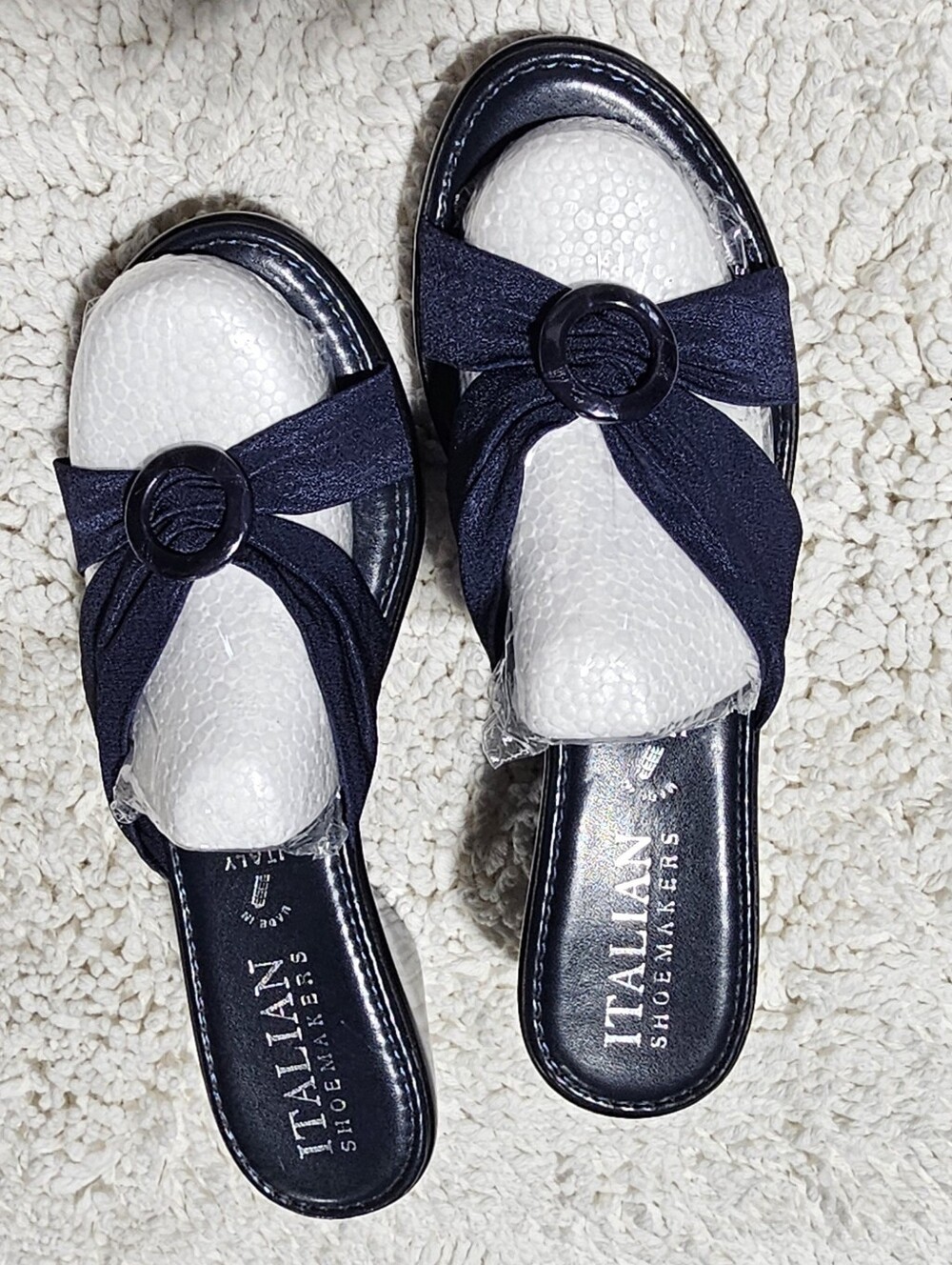 Italian Shoemakers Navy Blue  Slide Sandals Mules Summer